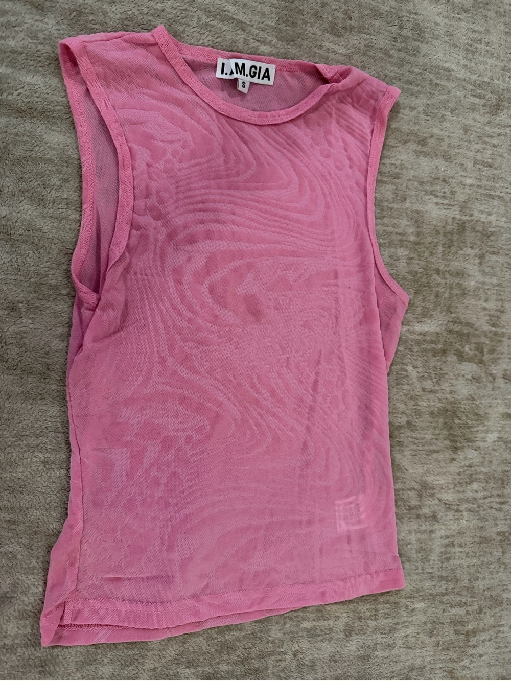 I.AM.GIA Pink Sheer Mesh Tank